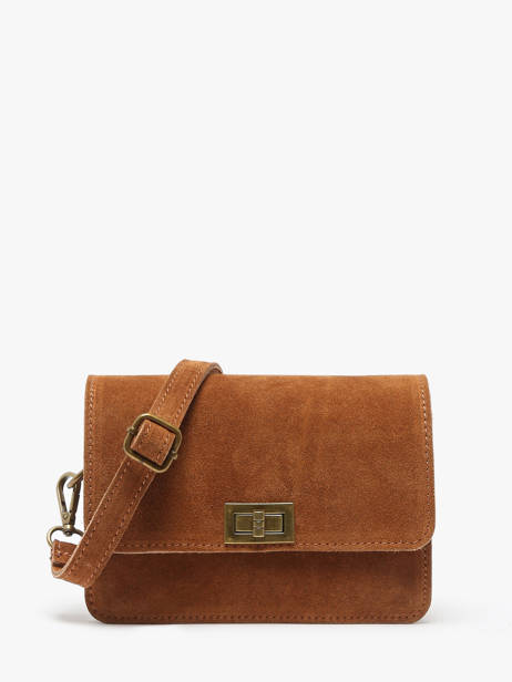 Cross Body Tas Velvet Leder Milano Bruin velvet VE24115